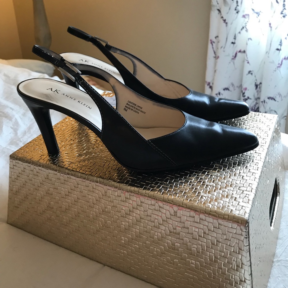 Black sling back heels